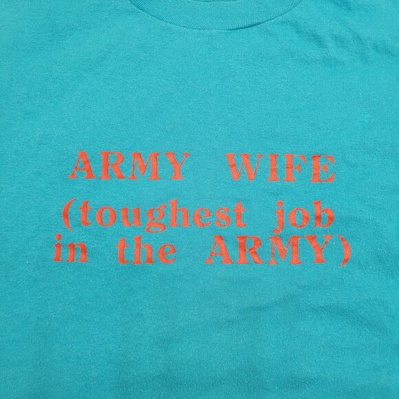 Vintage 80s Army Wife Cropped Shirt Womens XL 22x18 Blue - Picture 8 of 12